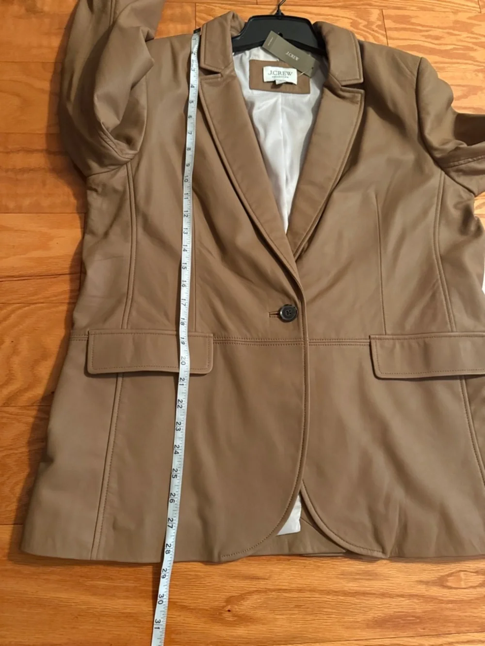 Jcrew CollectionAlfie Tan Brown 100% Leather Jacket Blazer, NWT, size 14